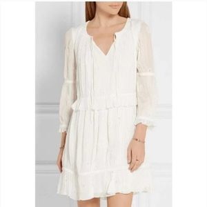 Diane Von Furstenberg Edlyn Embroidered White Long Sleeve Mini Dress Size 4 EUC